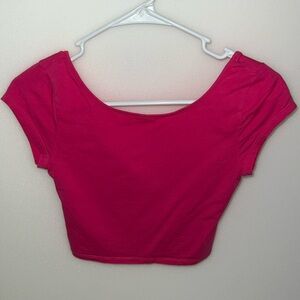American Eagle Hot Pink Criss Cross Crop Top
